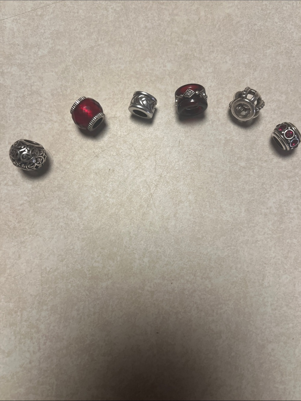 Brighton Sterling Silver Charms with Red Glass Accents